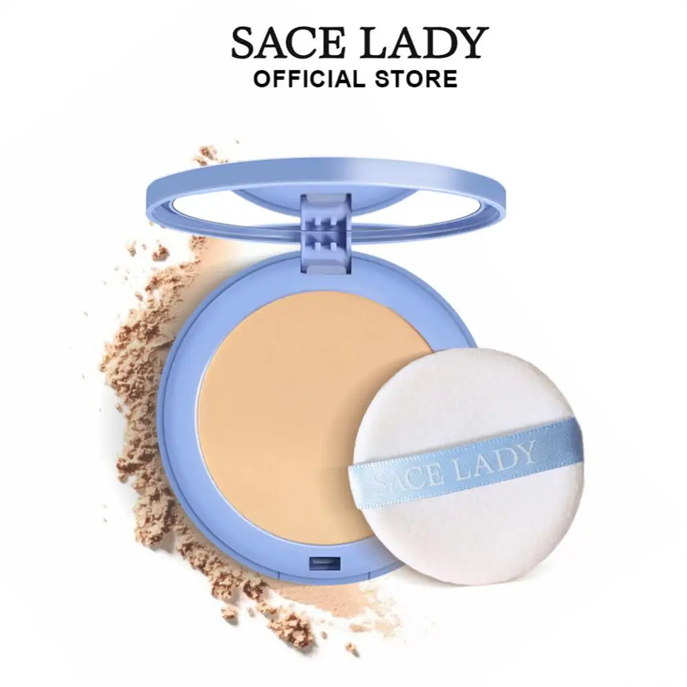 Pressed Powder SACE LADY Face Setting Powder Full Coverage Cushion Pressed Powder Long Lasting Waterproof Concealer Makeup Cosmetics Make Up pressed powder foundation,setting powder,concealer powder,face powder,compact powder