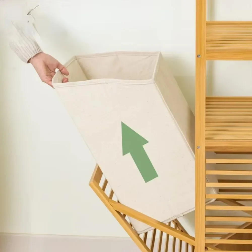 Laundry Hamper with Shelf Wooden Storage Baskets Bathroom Rack Bamboo Laundry Basket Laundrys Hamper With Shelfs Tilt Out Basket