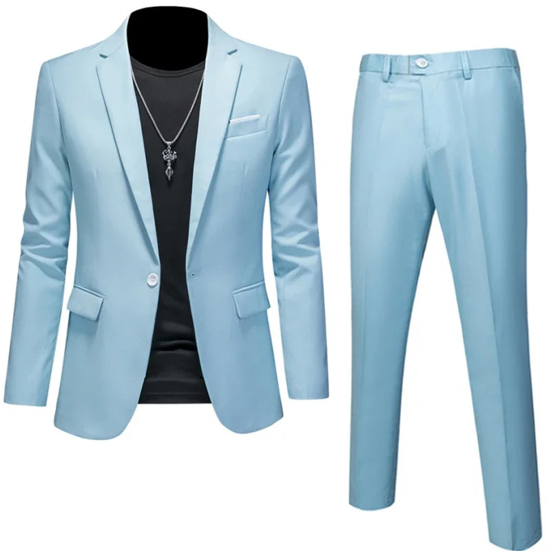 Formal Suit Men's 6XL 5XL Suit Coat + 2 Piece Pants