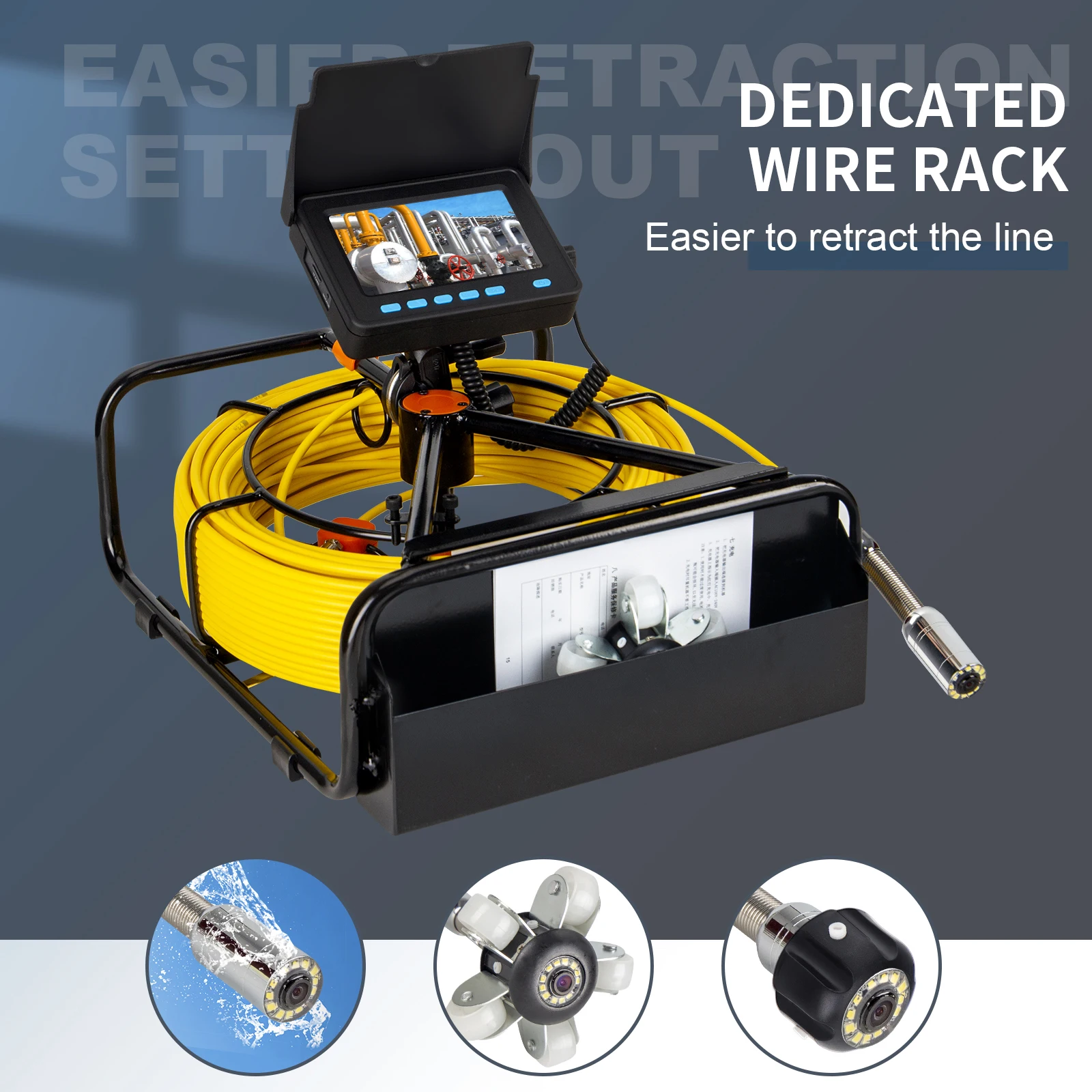 23mm Pipe Pipeline Borescope Detection Camera 4.3inch Endoscope System Monitor Inspection Drain Sewer Video Plumbing System