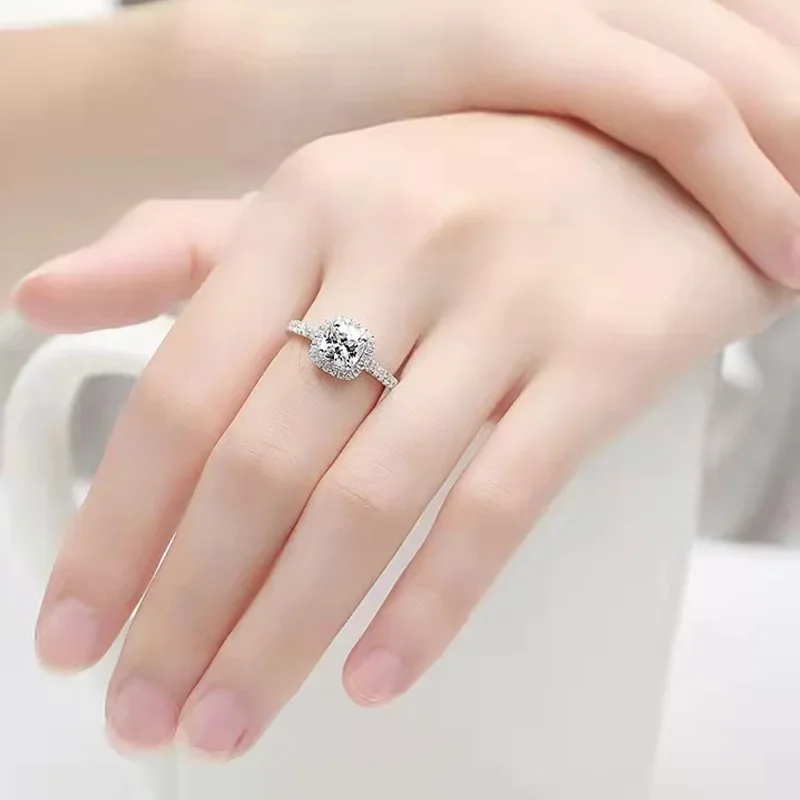 3PCS/Set Artificial Moissanite Crystal Square Necklace Earrings Ring Luxury Wedding Engagement Reception Jewelry Set for Lover - Image 5