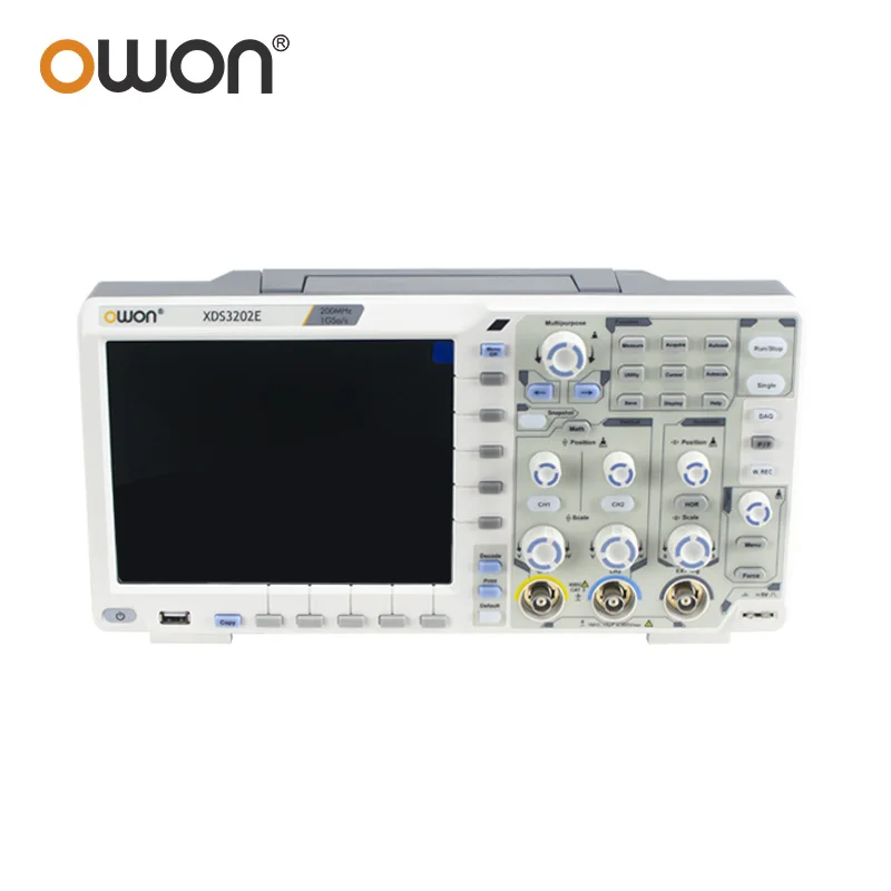 OWON XDS3202E 8 Bits Dual Channel Digital Oscilloscope 200MHz 1GS/s 40M Record Length 56,000 wfms/s 8 inchs 2 +1External Options 3