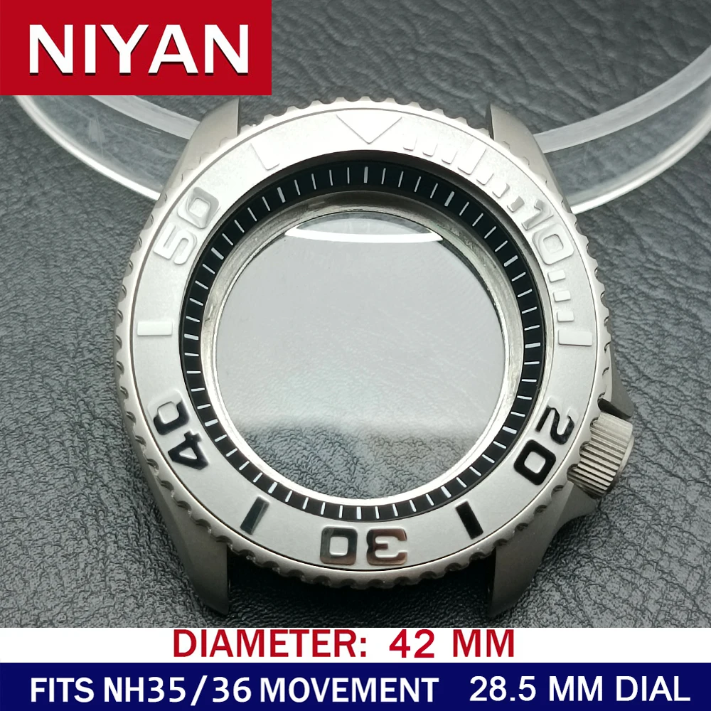 Premium Silvery Steel Watch Case with Sapphire Glass Bezel – 42mm