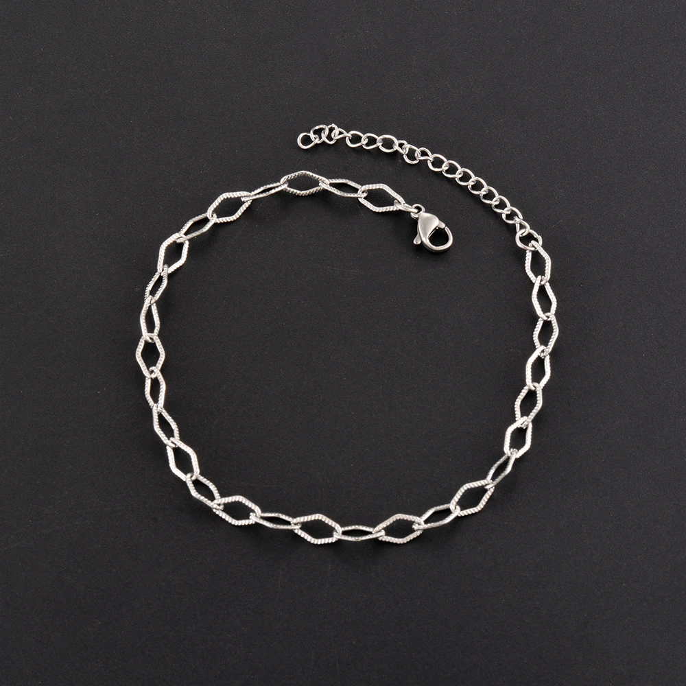Handgefertigte Herz-Ketten-Halskette, Armband und Fußkettchen für Damen, aus Edelstahl, modischer Schmuck mit 5 cm Verlängerungskette. – Detail 8