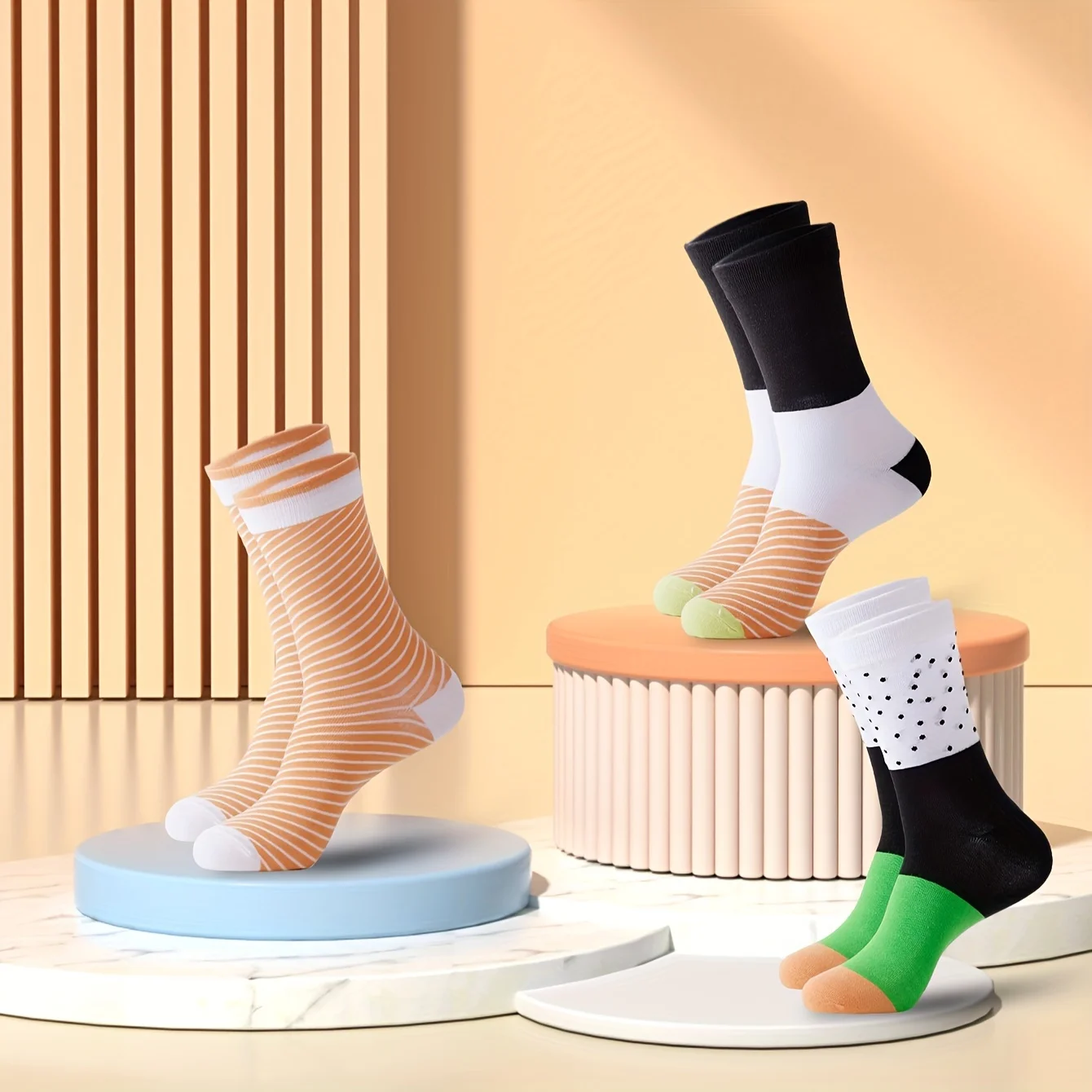 Socks Three Pairs Sushi Patterns For Men and Women Gift Socks For Friends Halloween All Season Collection