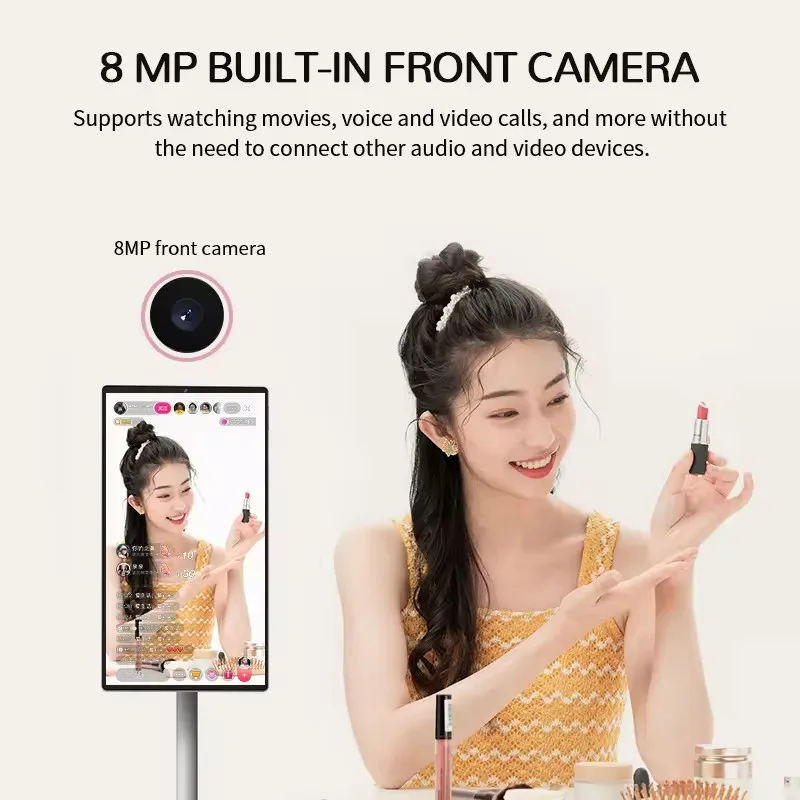 Built-in Camera 21.5inch Smart Display Stand by me TV Lcd Monitor Movable Rechargeable TV With Bluetooth Remote Option