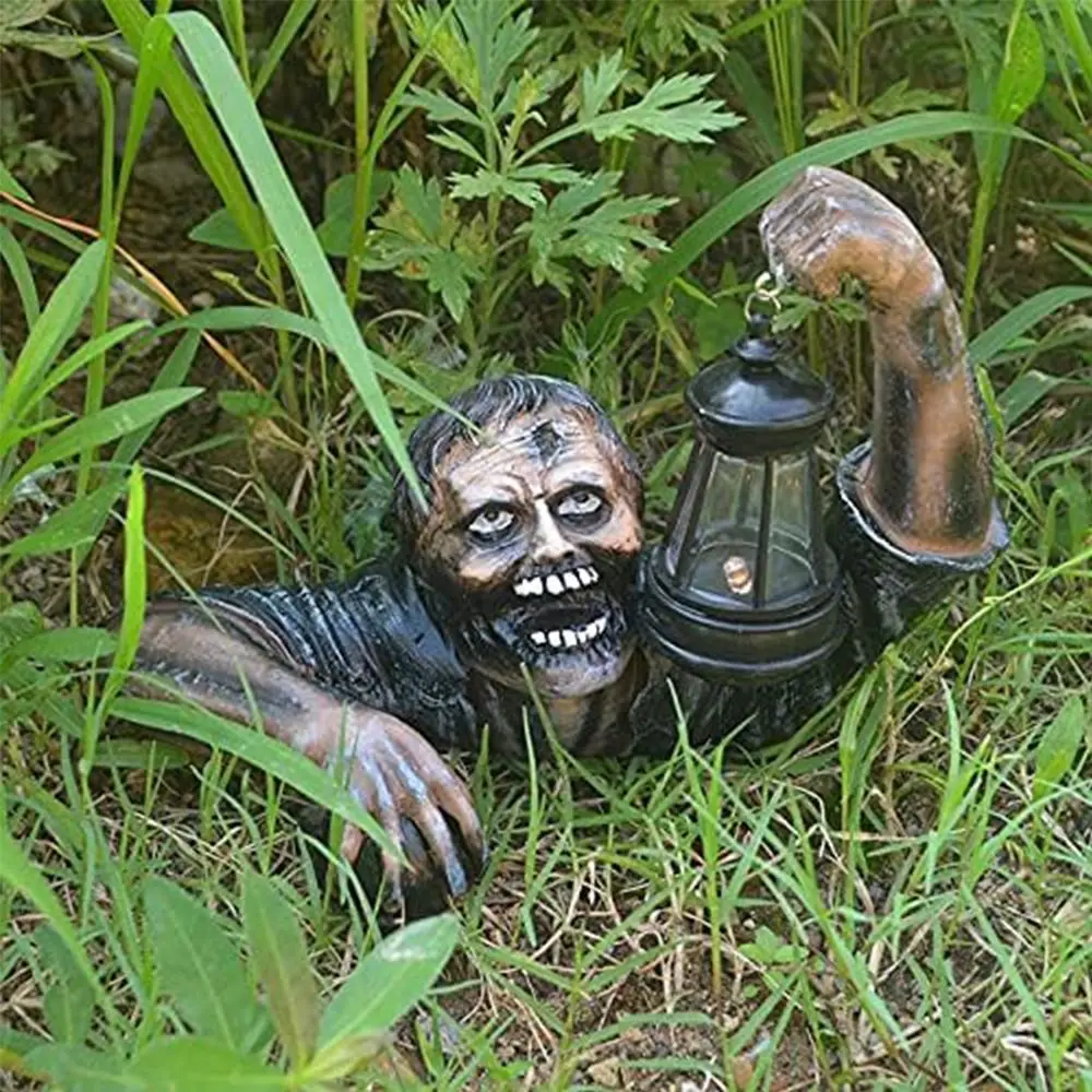 

with Led Light Halloween Horror Gnome Statue New Lawn Decoration Zombie Festival Terror Prop Resin Zombie Statue Outdoor