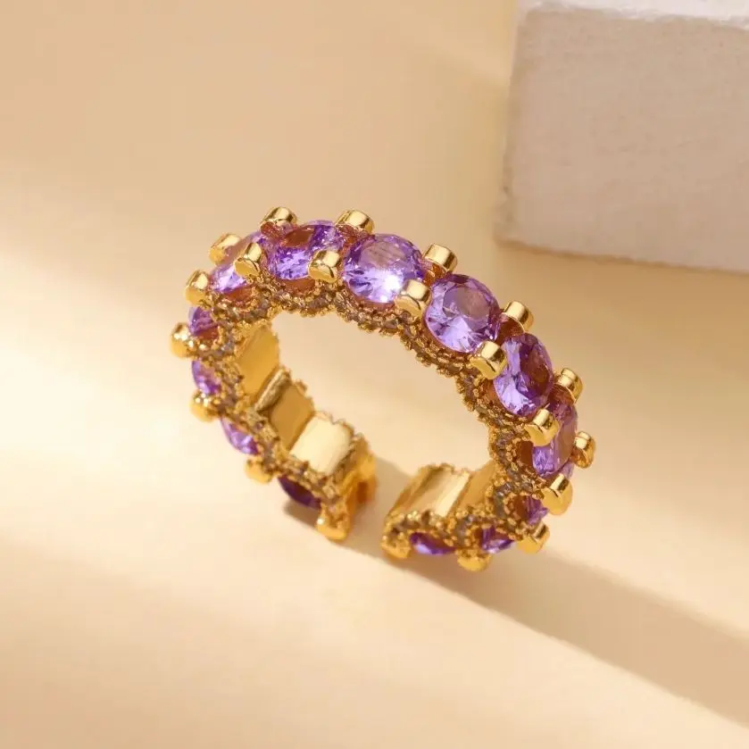 Cubic Zirconia Rings Adjustable Stainless Steel Ring