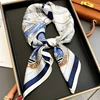 70X70CM Kerchief Luxury Sailboat Print Shawls Four Seasons Square Headcloth Fashion Silk Scarves Popular Sunscreen Small Scarf 1