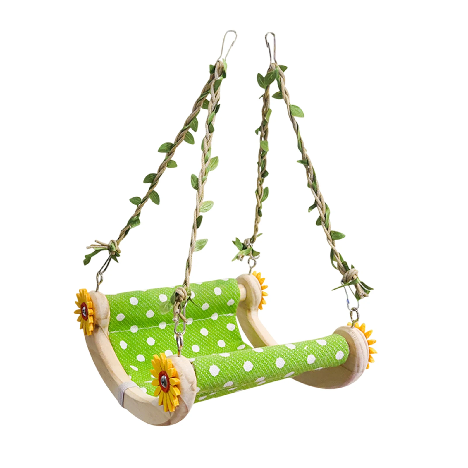 Wooden Bird Canvas Swing Perch Toy Parrot Hanging Hammock Bed Exercise Gym for Cockatoos Macaws Conures Bird Supplies