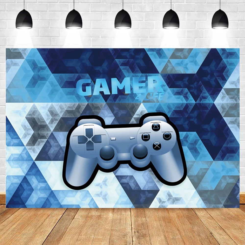 

Boy Gamers Gamepad Game on Color Photography Background Decor Baby Newborn Happy Birthday Party Photocall Backdrop Studio Shoot