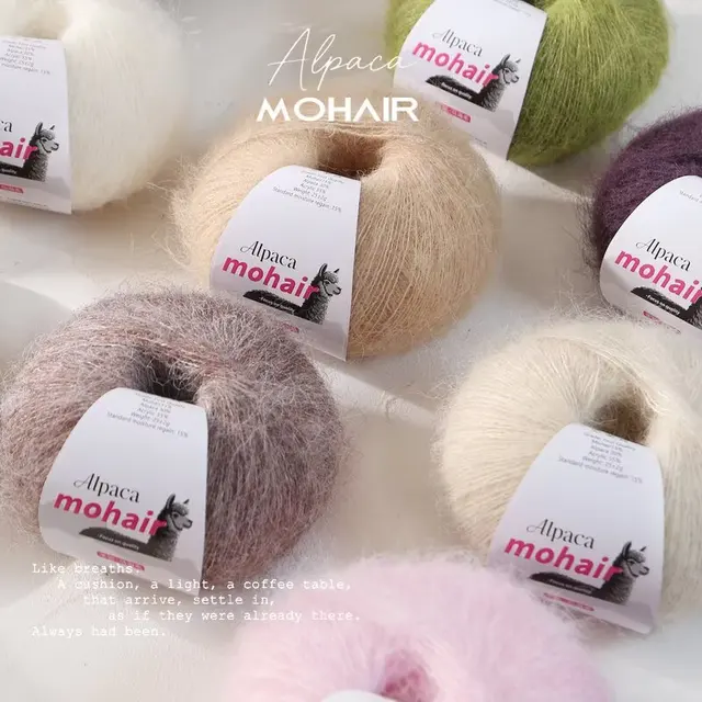Fil Mohair d'alpaga léger et respirant, 25 grammes de cheveux longs pour pull tricoté à la main, manteau, chapeau et écharpe, tricot au crochet 1
