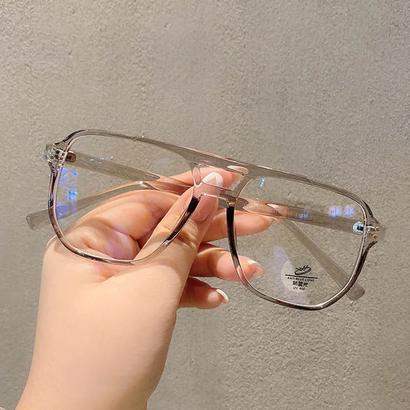 Large Frame Double Girder Clear Lens Glasses Big Simple Myopia Nerd Spectacles Degree -0.5 -1.0 -2.0 -3.0 -4.0 to -6.0 4