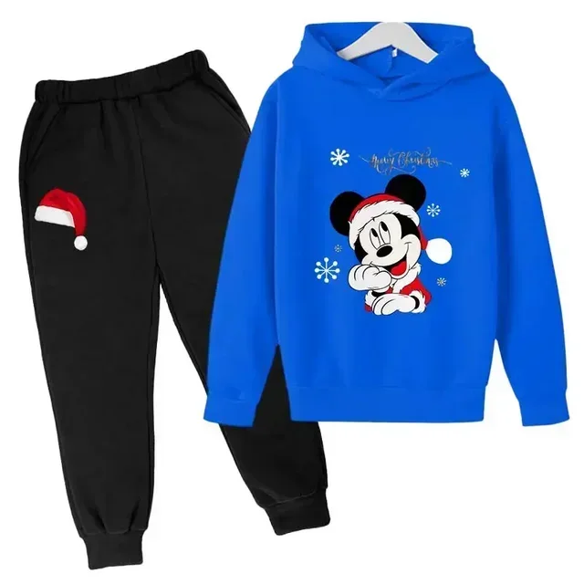 thumbnail image 1 of Conjuntos navideños para niños de Disney Mickey Mouse, ropa para niños, sudaderas con capucha y pantalones, conjunto de 2 piezas, chándales de dibujos animados para niños, ropa para niños pequeños, tr, 1 of 5