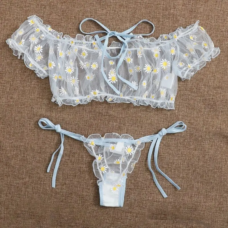 Lingerie Sexy Fleurs Broderie Dentelle Soutien-Gorge Culotte Sous-Vêtements Femmes Ensemble Transparent Mesh Lingerie Érotique Vêtements De Nuit Sexy_voghion.com