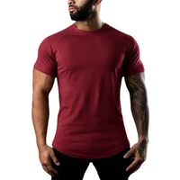 Nouvelle mode plaine hauts t-shirts Fitness hommes col rond T-Shirt à manches courtes jogging musculaire musculation mâle vêtements de sport coupe ajustée T 5