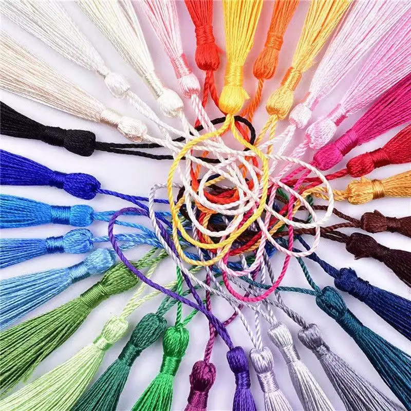 100 개/몫 13cm 컬러 폴리 에스터 실크 Tassels 책갈피 Tassels DIY 공예 보석에 대 한 미니 Tassels 기념품 책갈피 만들기