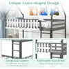 Children Beds, Bunk Bed Twin Over Twin, Wood House Low Bunk Bed with Ladder & Fence Safety Guardrail, Space-Saving 5