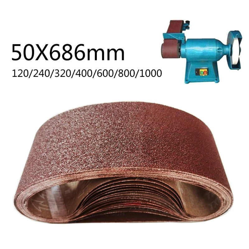 7Pcs 50X686Mm Sanding Sanding Belt Polishing Grinding Sander 120-1000 Grit Sanding Band For Wood Soft Metal Red-brown