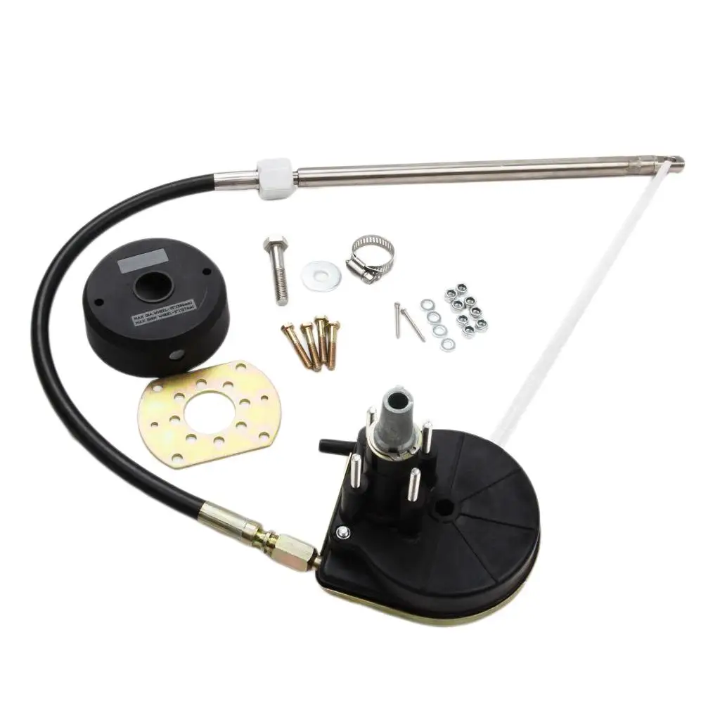 

Boat Hydraulic Steering System Kit, Steering Gear Steering System with 11ft Steering Cable for Outboard Motors