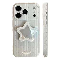 Cute Polka Dot Star Phone Holder Case with Shockproof Soft TPU Bracket Stand - iPhone 12 Pro Max (DF02 - PPX291Blue - ZJ)