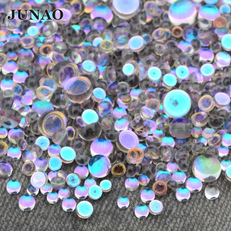 AAAA+ Aurora Magic Color Shiny Glass Hemispherical Mermaid Beads Non Hotfix  Glue On Rhinestones Nail Art Garment Decorations - AliExpress