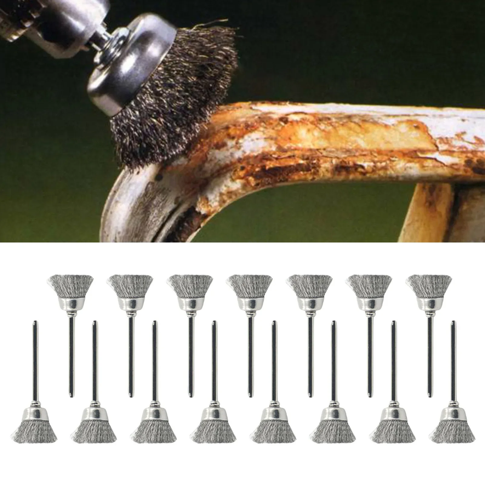 Rotary Tool Wire Brush Cleaning Derusting Grinding Polishing Rotary Tool Accessories Wire Brushes 15mm 3.0mm Shank