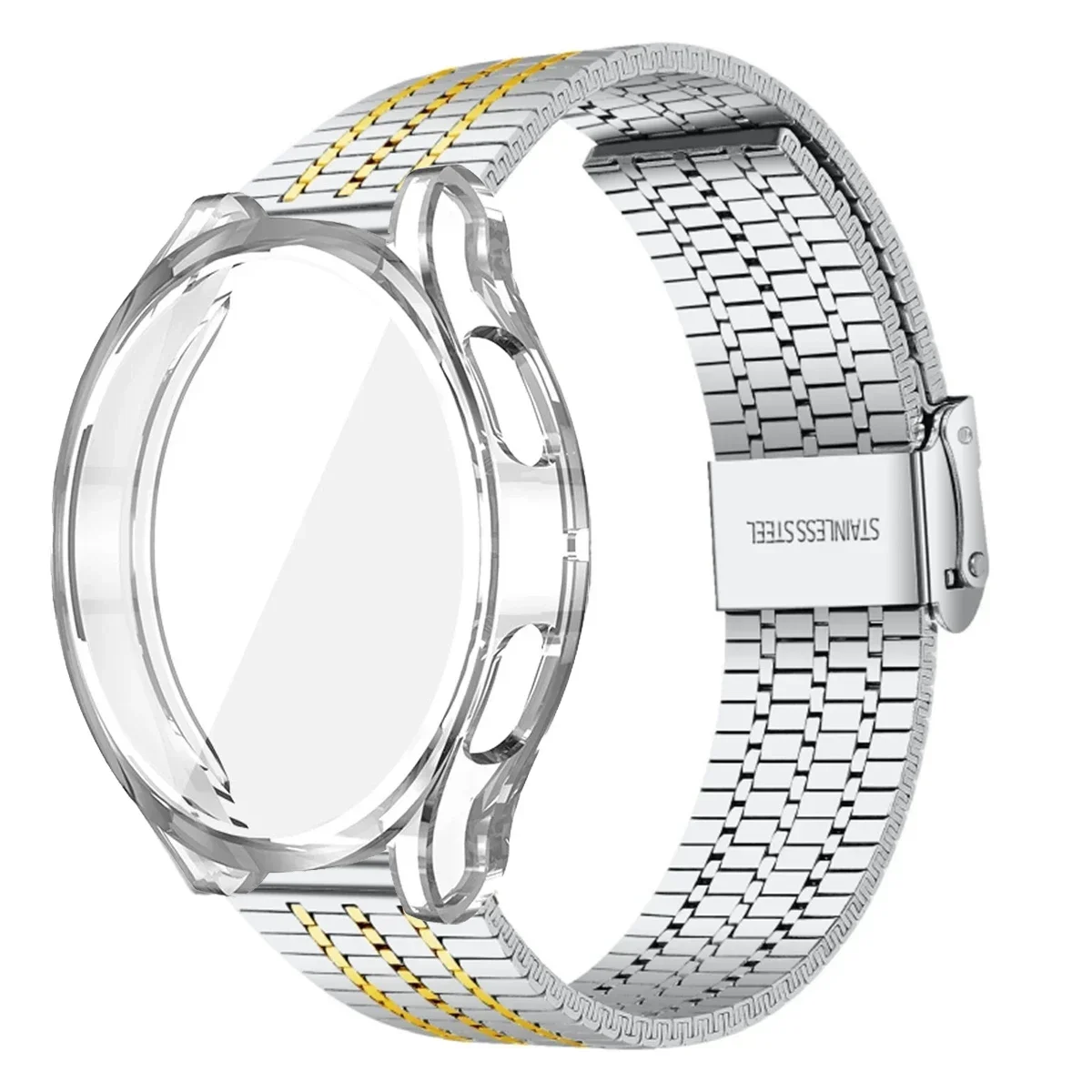 Enhanced Protective Stainless Steel Strap with TPU Bumper Case