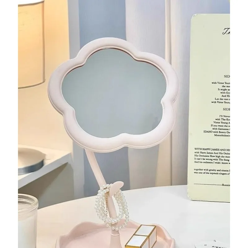 Flower Mirror Dormitory Bedroom Desktop High Beauty Storage Makeup Mirror Cute Rotating Creative Suitable for Giving To Friends