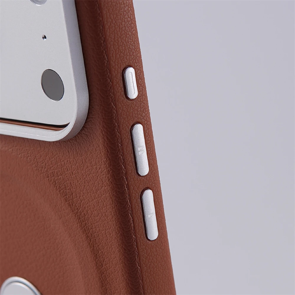 Premium Rotation Kickstand Business PU Leather Case with MagSafe Magnetic Matte Shockproof Cover