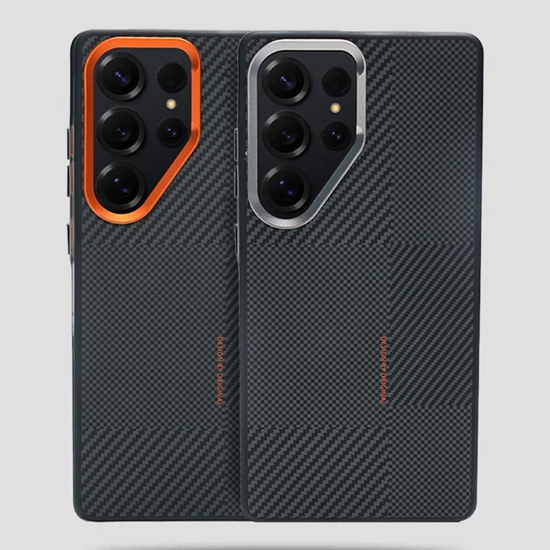 Magnetic Shockproof Carbon Fiber Texture Case with Metal Lens and Matte Finish