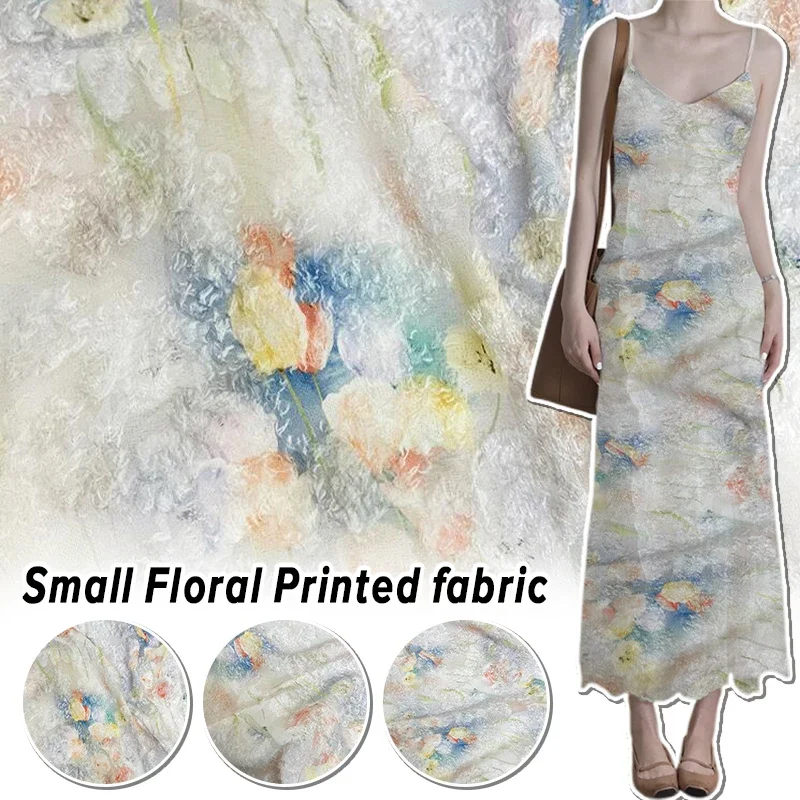 Aquarell Blume Chiffon Jacquard Stoff Retro Damen Kleid Cheongsam Kleidung DIY Nähen Digitaldruck Designer Stoff – Detail 2
