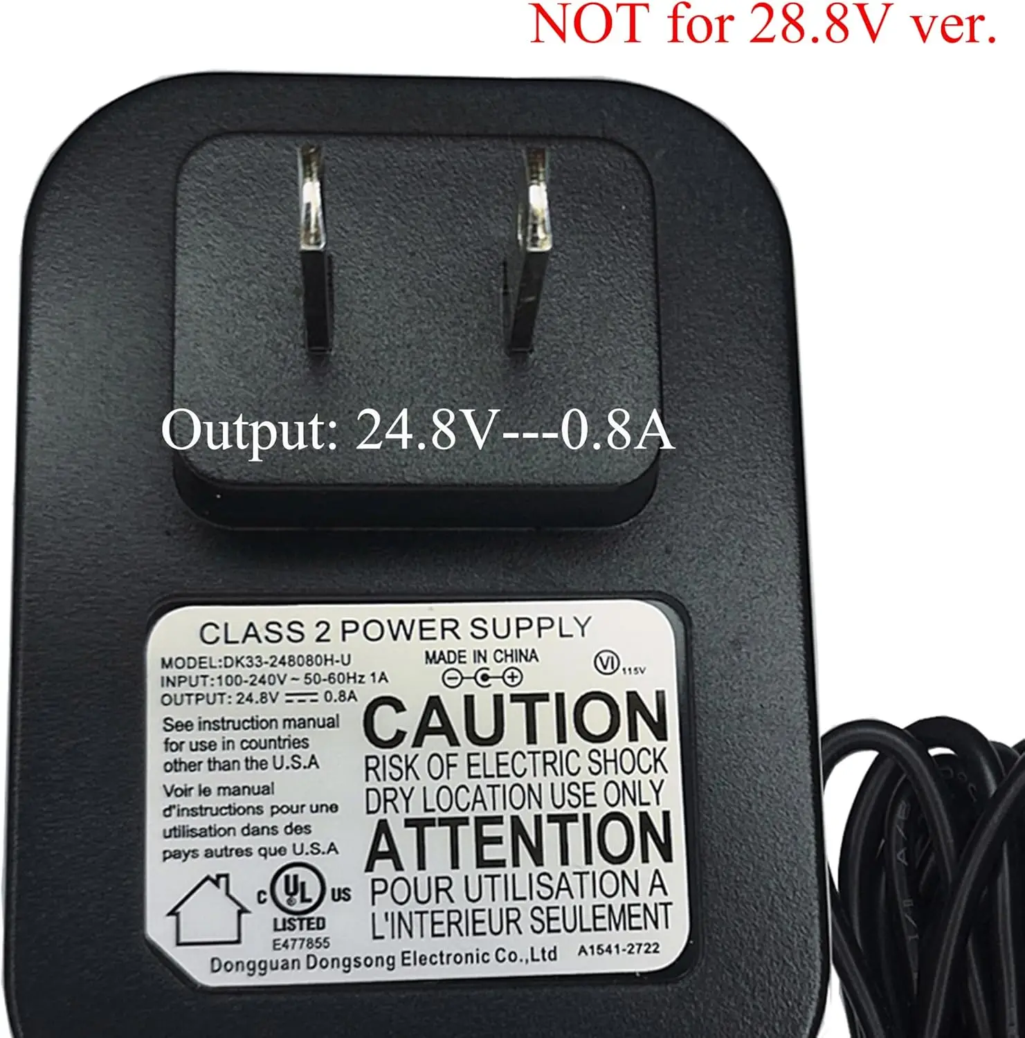 오리지널 샤크 24.8V 0.8A AC 어댑터 DK33-248080H-U UZ565H T6 V5 UZ565HT6 UZ565HV5 21.6V XBATR620SL 진공 청소기 충전기