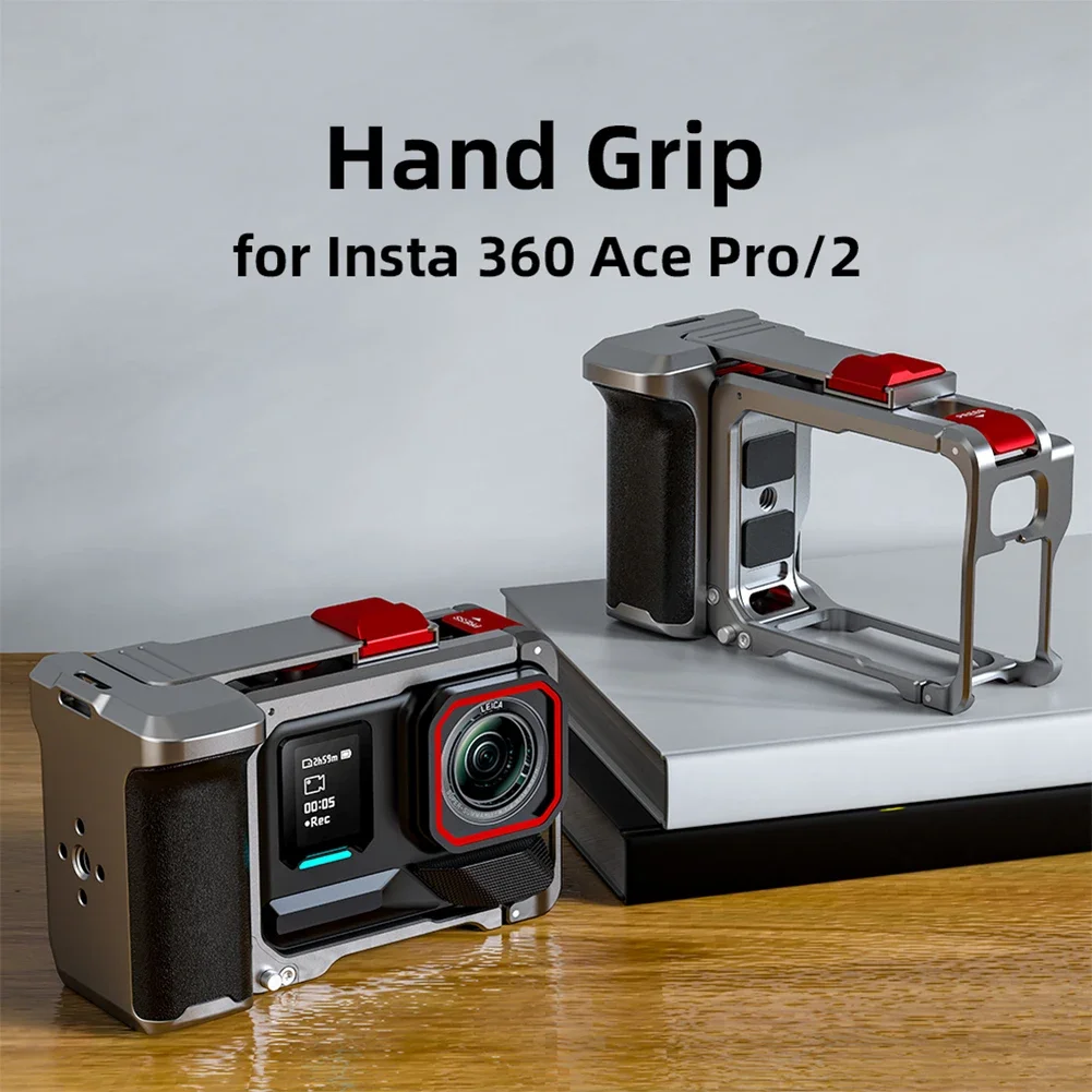 For Insta360 Ace Pro/2 Metal Camera Grip Mount Detachable Quick Release Camera Rabbit Cage Comfortable Grip Camera Frame