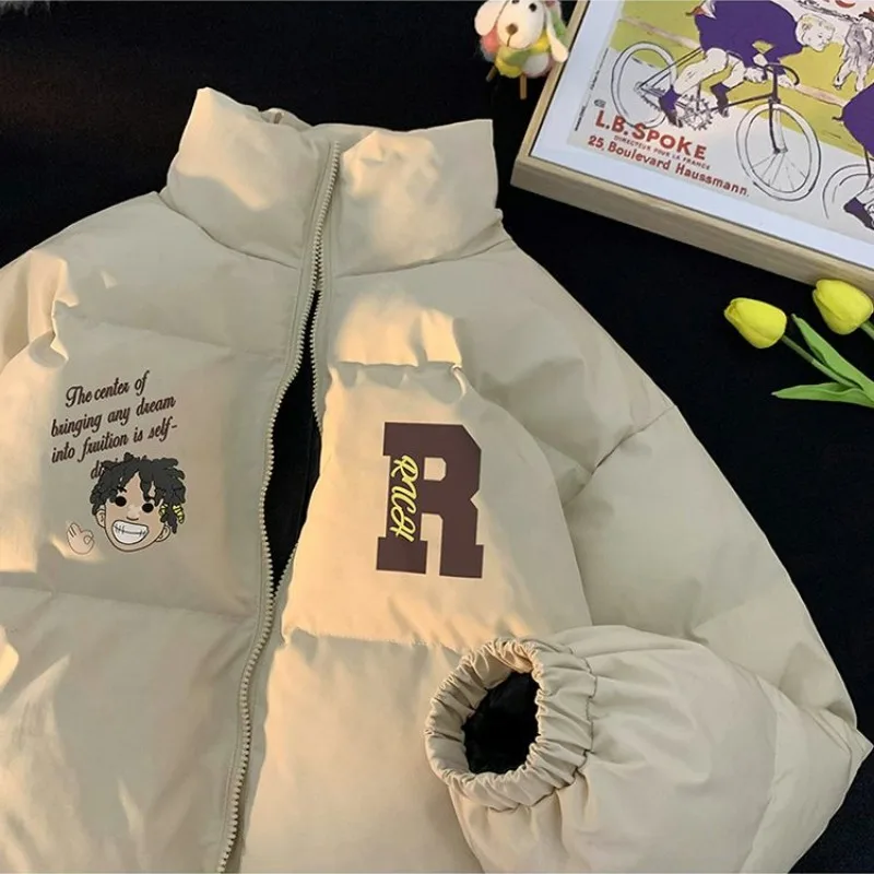 Cotton-Padded Coat Men Autumn and Winter 2023 New Loose Cotton Coat Warm Students Cotton-Padded Jacket