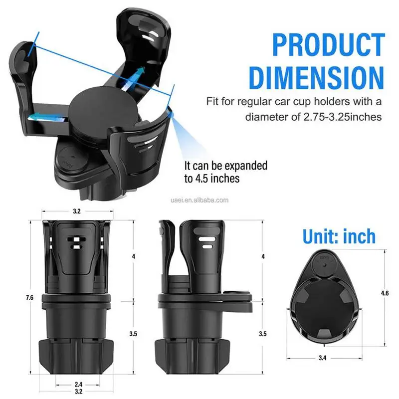 다기능 자동차 컵 홀더 2 In 1 자동차 컵 홀더 익스텐더 조정 가능한 커피 음료 자동차 범용 워터 컵 홀더 전화
