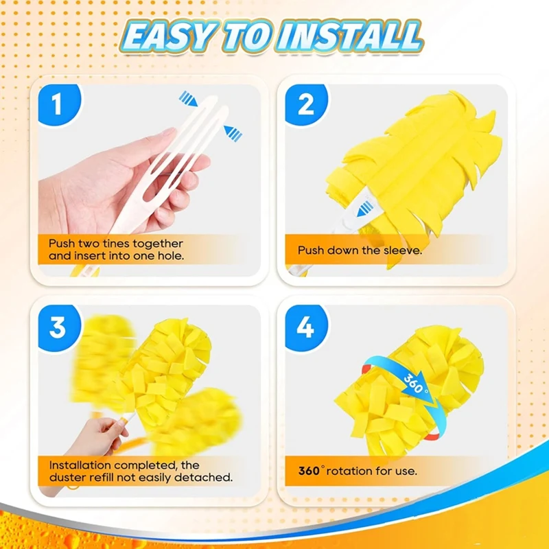 L99A-Duster Refill For Swiffer Duster Extended Handle-Reusable Heavy Duty Dusters Refills 360 For Swiffer Duster Handle