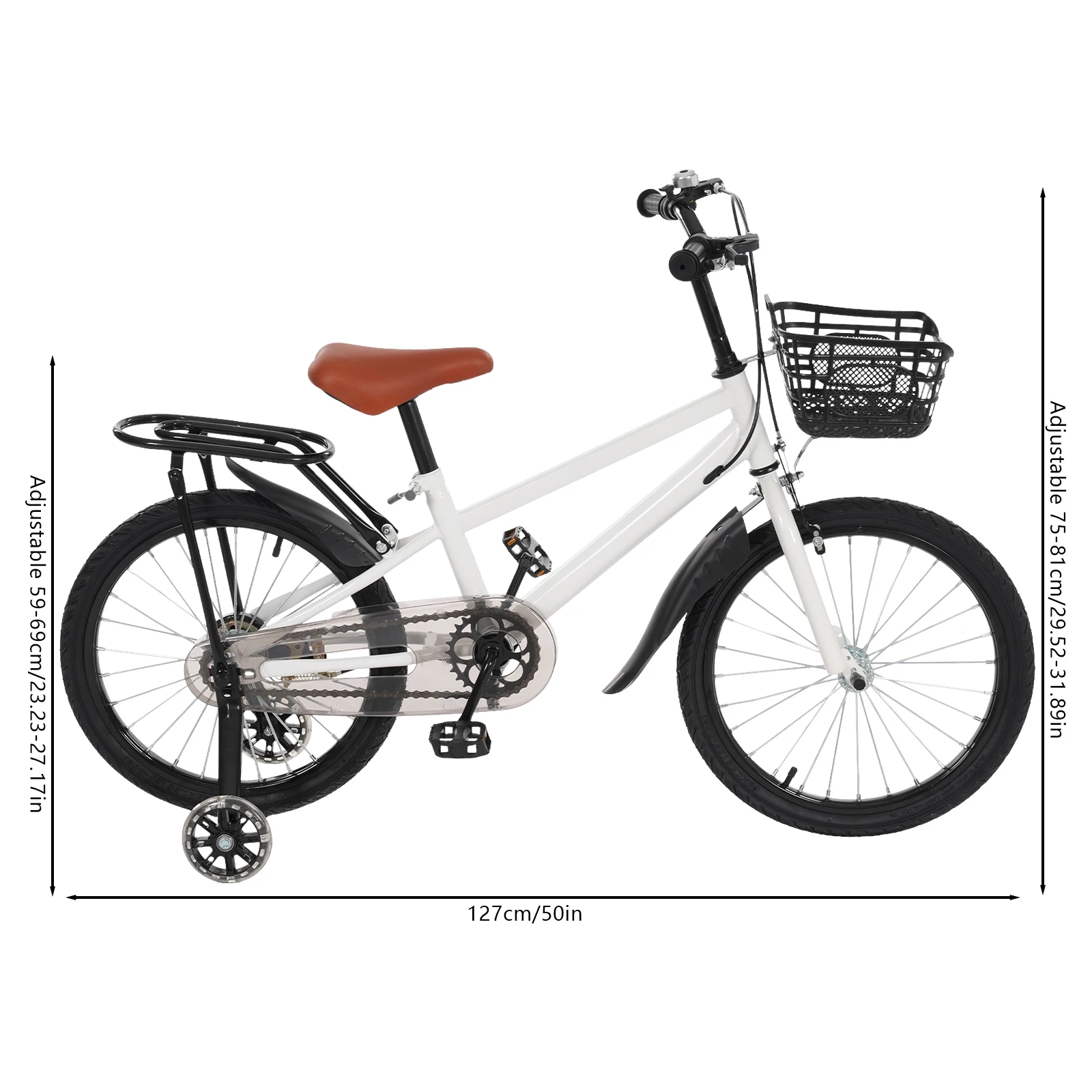 18 Inch Bicycle for Kids High-carbon Steel Frame Bike with Basket for 6-8 Years Old Children Adjustable Seat