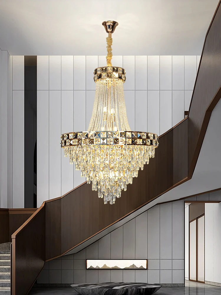 

Residential Hotel Home Golden Pendant Lamps Contemporary Living Room Luxury Modern K9 Crystal Chandelier Lighting