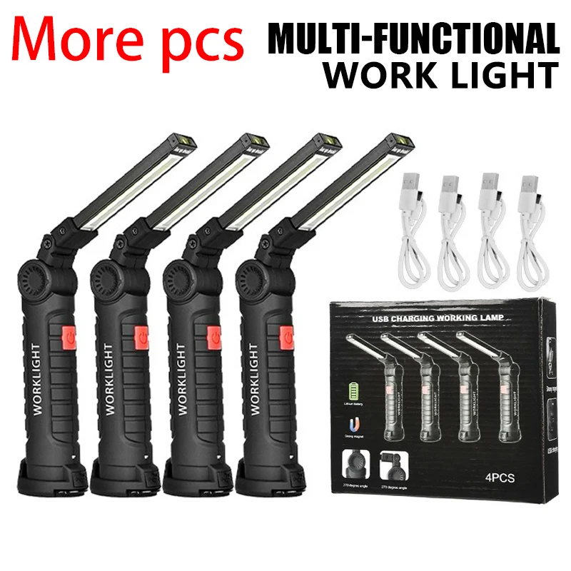 Multifunctional Portable COB LED Foldable Work Light Built in Battery USB Rechargeable Lamp Outdoor Camping Emergency Lantern