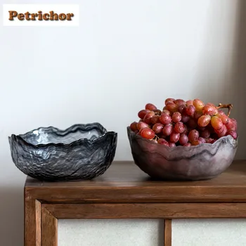 Piatti da frutta in vetro trasparente con motivo a lavaggio con inchiostro Piatto da pasticceria giapponese Vassoio da portata per frutta secca Vassoio da portata per la casa Ornamenti 1