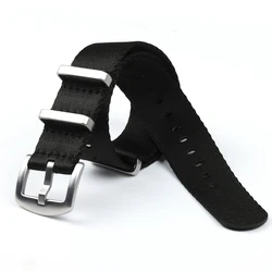 Extra - Long Nylon Watchband Strap for Large Wrists - Military Style Men's Bracelet (Black)