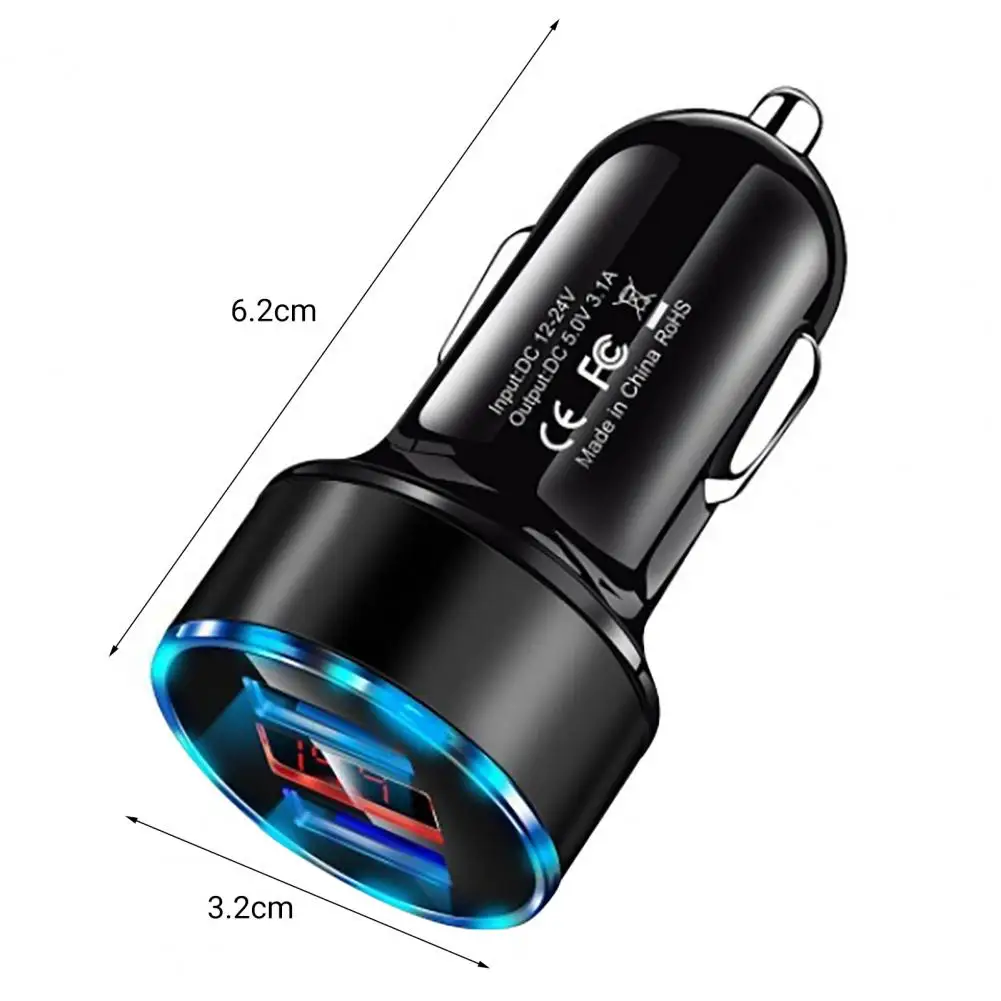 3 1A USB Car Charger Fast Charging Dual USB Car Phone Charger Adapter With 3 In 1 Data Cable For IPhone 13 Samsung