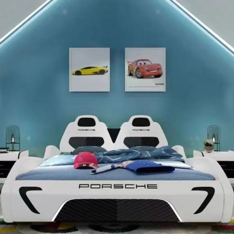 Design Boys Luxury Double Bed Mattress Set Lights Modern Loft Children Bed Baby Girls Camas De Dormitorio Furniture For Bedroom