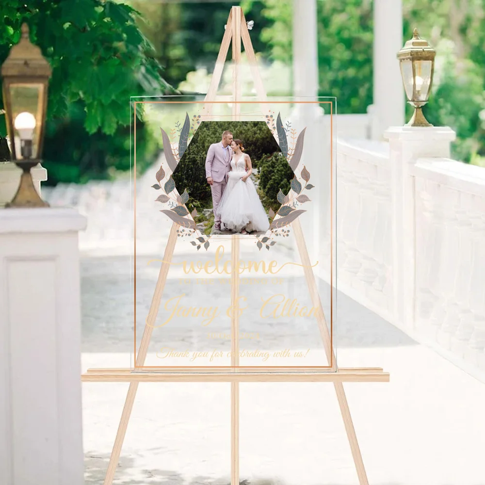 Photo Acrylic Welcome To Wedding Sign Personalized Name And Date Decal Wedding Sign Birthday Engagement Party Decoration