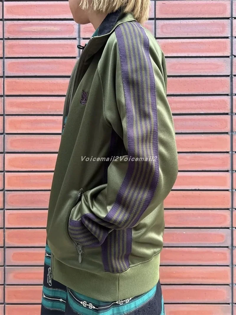 24ss Classic Butterfly Embroidery Nee dles Stripes Jackets Men Women 1:1 AWGE Track Jacket With Tags 5