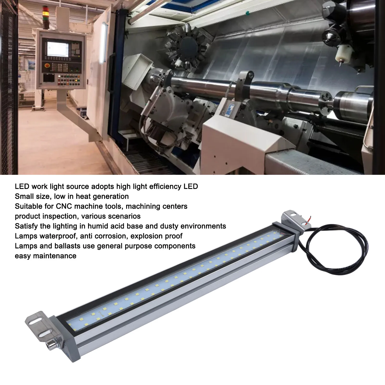 LED Working Light White Source IP67 Waterproof Explosion Proof Machine Tube Light 24V 12W LED Working Machine Lamp