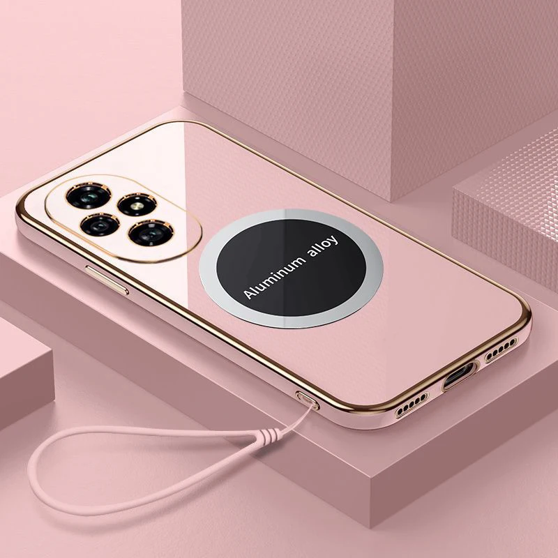 Luxury Magnetic Attraction Shockproof Silicone Back Cover in Elegant Square Plating Design