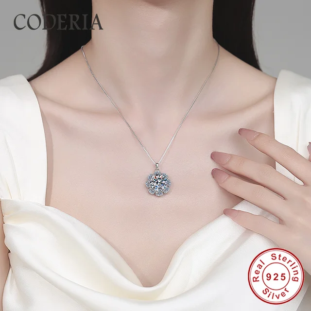 Sunflower Pendant Chain Moissanite Necklace 10 carat