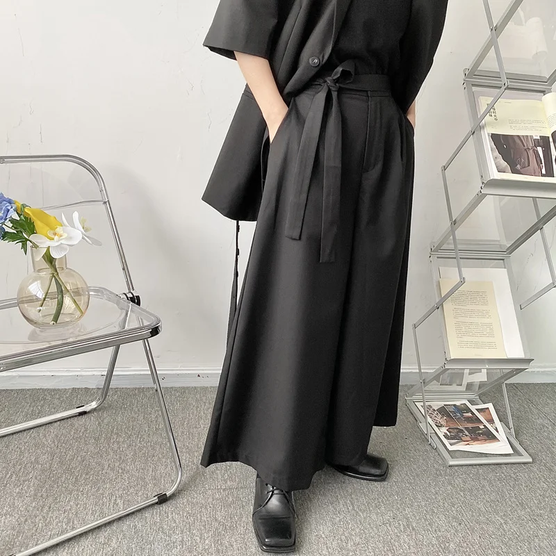 

Брюки Goth мужские с широкими штанинами, уличная одежда, брюки большого размера в стиле Харадзюку, повседневные штаны в стиле хип-хоп, черные, на осень